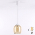 Brilagi - Suspension LED sur câble RETRO GLASS 1xE27/60W/230V Ø 14 cm blanc/marron fumé