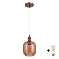 Brilagi - Suspension LED sur câble RETRO GLASS 1xE27/60W/230V Ø 14 cm blanc/marron fumé