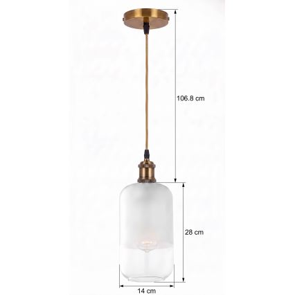 BRILAGI - Suspension LED sur câble RETRO GLASS 1xE27/60W/230V Ø 14 cm doré/blanc
