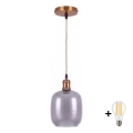 BRILAGI - Suspension LED sur câble RETRO GLASS 1xE27/60W/230V Ø 14 cm doré/gris fumé