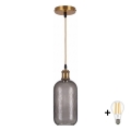 BRILAGI - suspension LED sur câble RETRO GLASS 1xE27/60W/230V Ø 14 cm doré/gris fumé