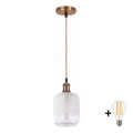 BRILAGI - Suspension LED sur câble RETRO GLASS 1xE27/60W/230V Ø 14 cm dorée/blanche
