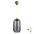 BRILAGI - Suspension LED sur câble RETRO GLASS 1xE27/60W/230V Ø 14 cm marron/gris fumé