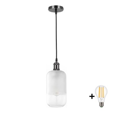 BRILAGI - Suspension LED sur câble RETRO GLASS 1xE27/60W/230V Ø 14 cm noir/blanc