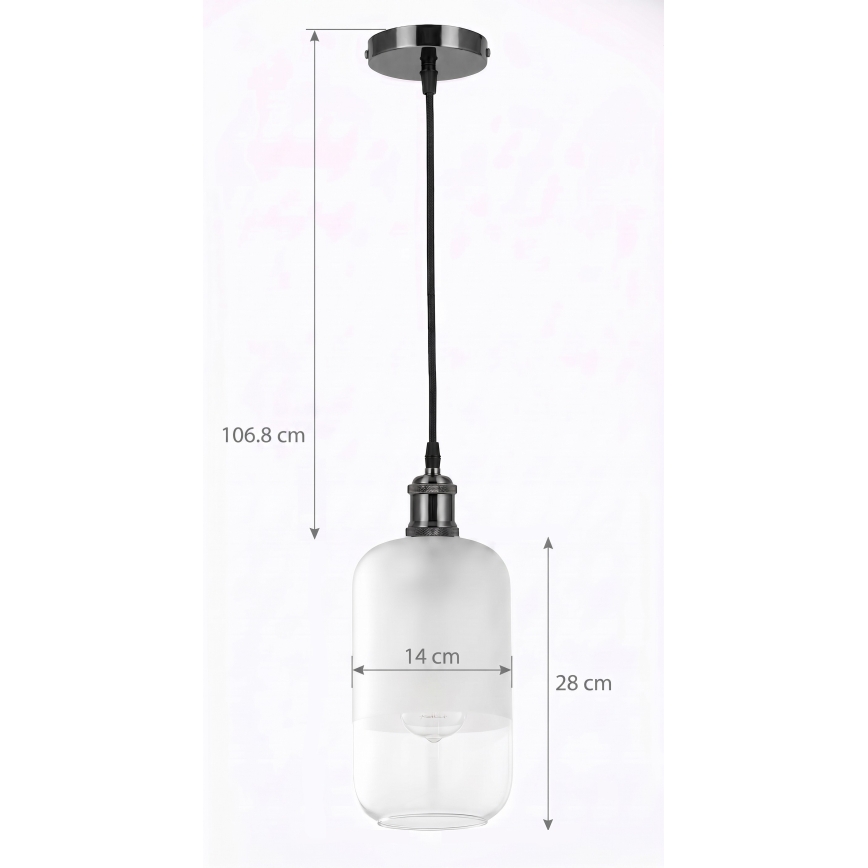 BRILAGI - Suspension LED sur câble RETRO GLASS 1xE27/60W/230V Ø 14 cm noir/blanc