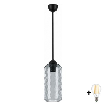 BRILAGI - Suspension LED sur câble RETRO GLASS 1xE27/60W/230V Ø 14 cm noir/gris fumé