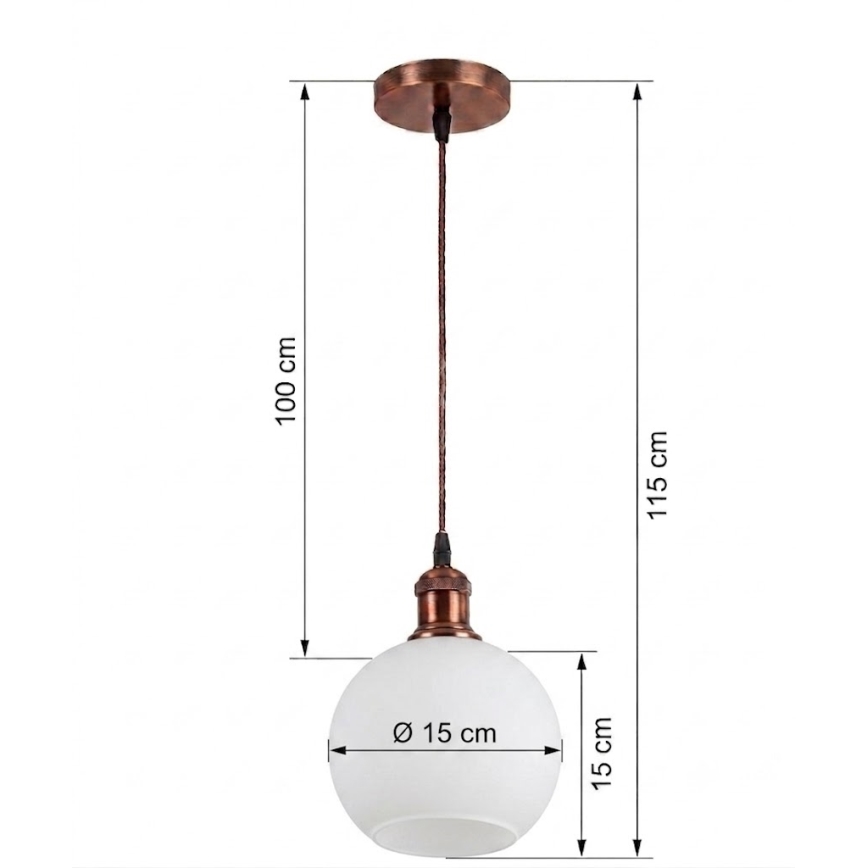 Brilagi - Suspension LED sur câble RETRO GLASS 1xE27/60W/230V Ø 15 cm blanche