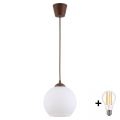 Brilagi - Suspension LED sur câble RETRO GLASS 1xE27/60W/230V Ø 15 cm marron/blanc