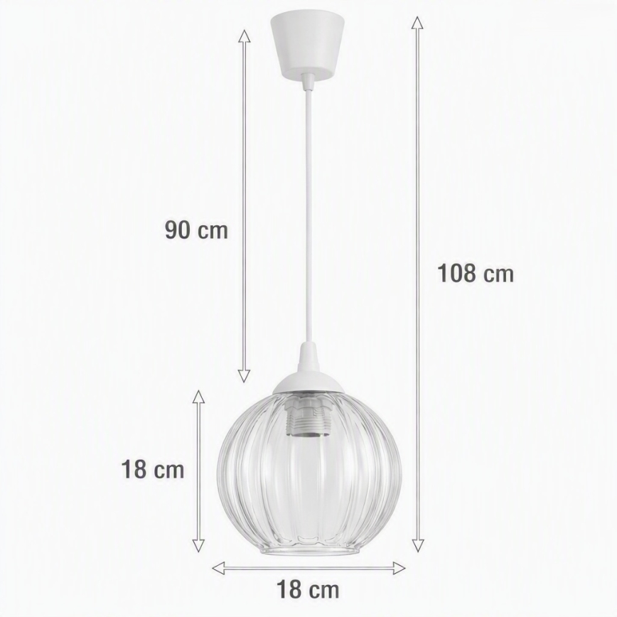 Brilagi - Suspension LED sur câble RETRO GLASS 1xE27/60W/230V Ø 18 cm blanc/transparent