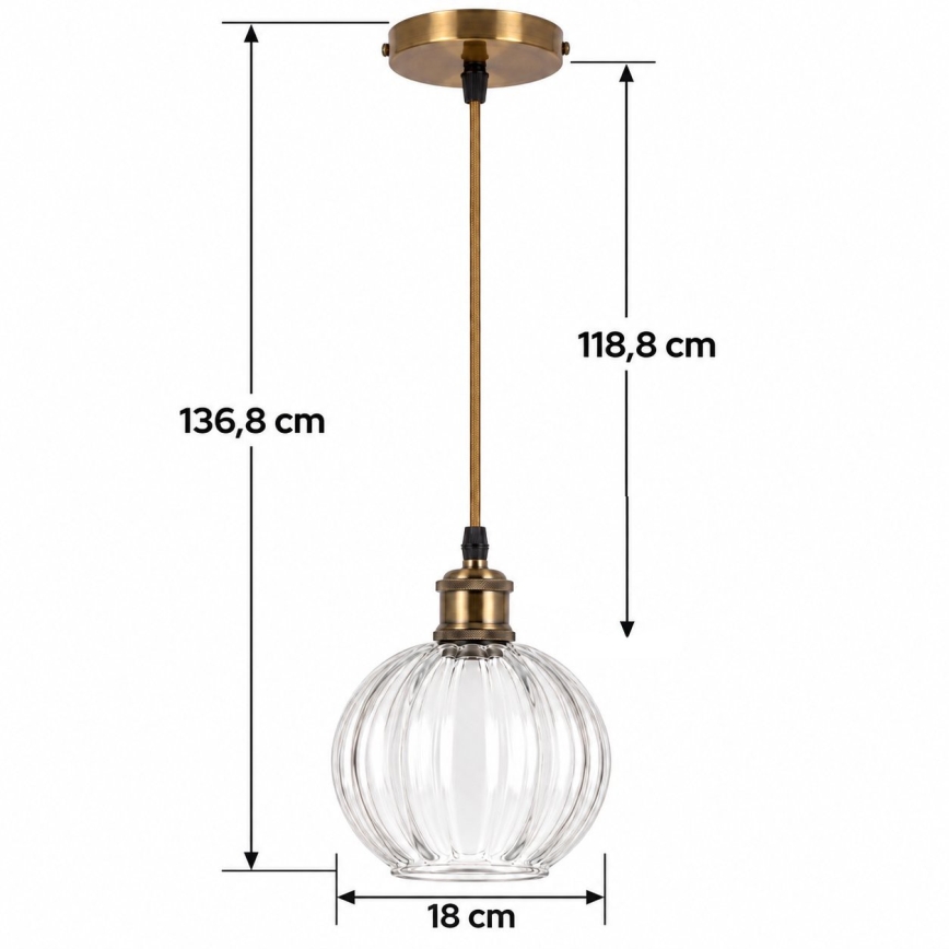 BRILAGI - suspension LED sur câble RETRO GLASS 1xE27/60W/230V Ø 18 cm doré/transparent