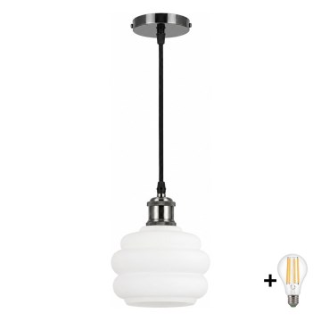 BRILAGI - suspension LED sur câble RETRO GLASS 1xE27/60W/230V ø 20 cm noir/blanc