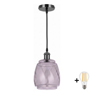 BRILAGI - Suspension LED sur câble RETRO GLASS 1xE27/60W/230V Ø 26 cm noir/gris fumé