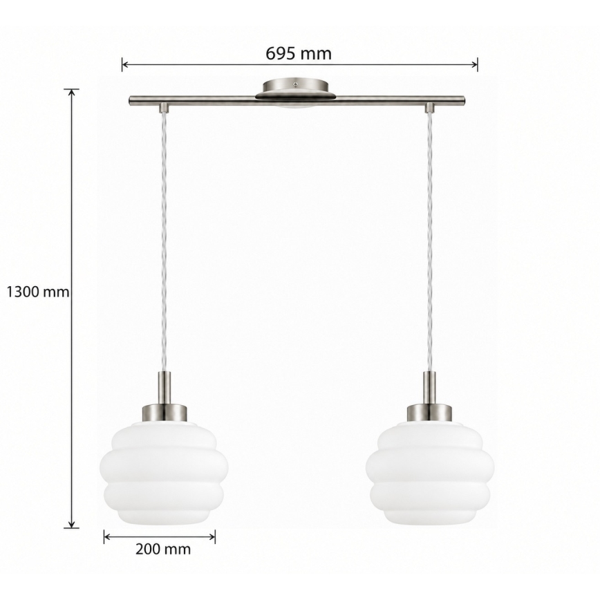 BRILAGI - Suspension LED sur câble RETRO GLASS 2xE27/60W/230V chrome mat/blanc