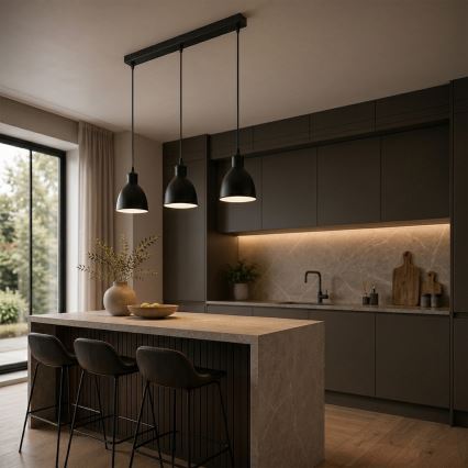 Brilagi - Suspension LED sur câble RIDDY 3xE27/60W/230V noire