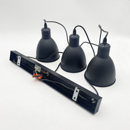 Brilagi - Suspension LED sur câble RIDDY 3xE27/60W/230V noire