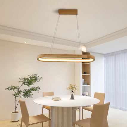Brilagi - Suspension LED sur câble UMEA WOOD LED/30W/230V 70x20 cm bois d'hévéa