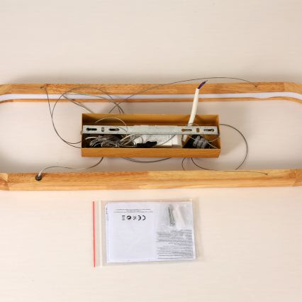 Brilagi - Suspension LED sur câble UMEA WOOD LED/30W/230V 70x20 cm bois d'hévéa