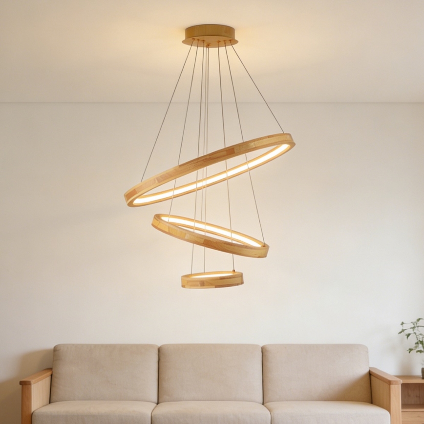 Brilagi - suspension LED sur câble UMEA WOOD LED/45W/230V Ø 60 cm bois