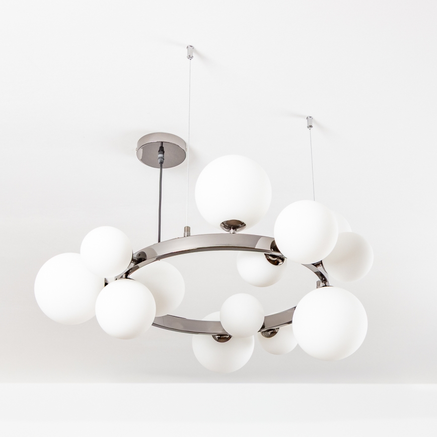 Brilagi - Suspension LED sur câbles MILLA 15xG9/3W/230V chrome noir/blanc