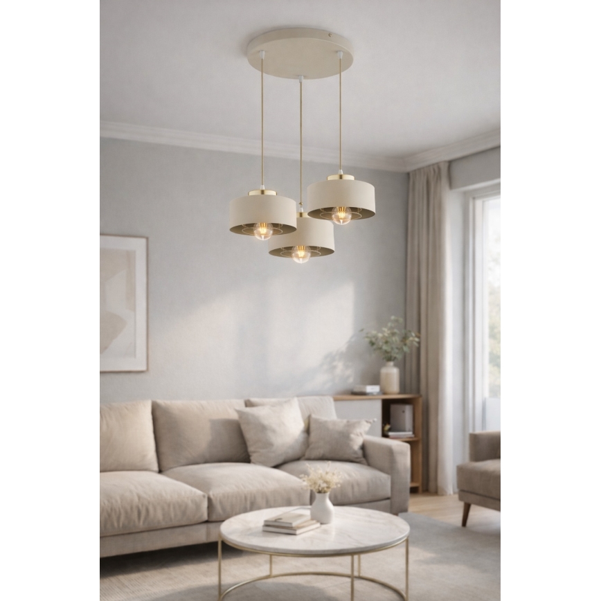 Brilagi - Suspension sur câble 3xE27/60W/230V beige/doré