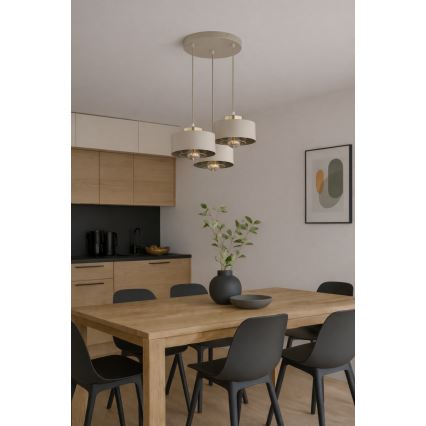 Brilagi - Suspension sur câble 3xE27/60W/230V beige/doré