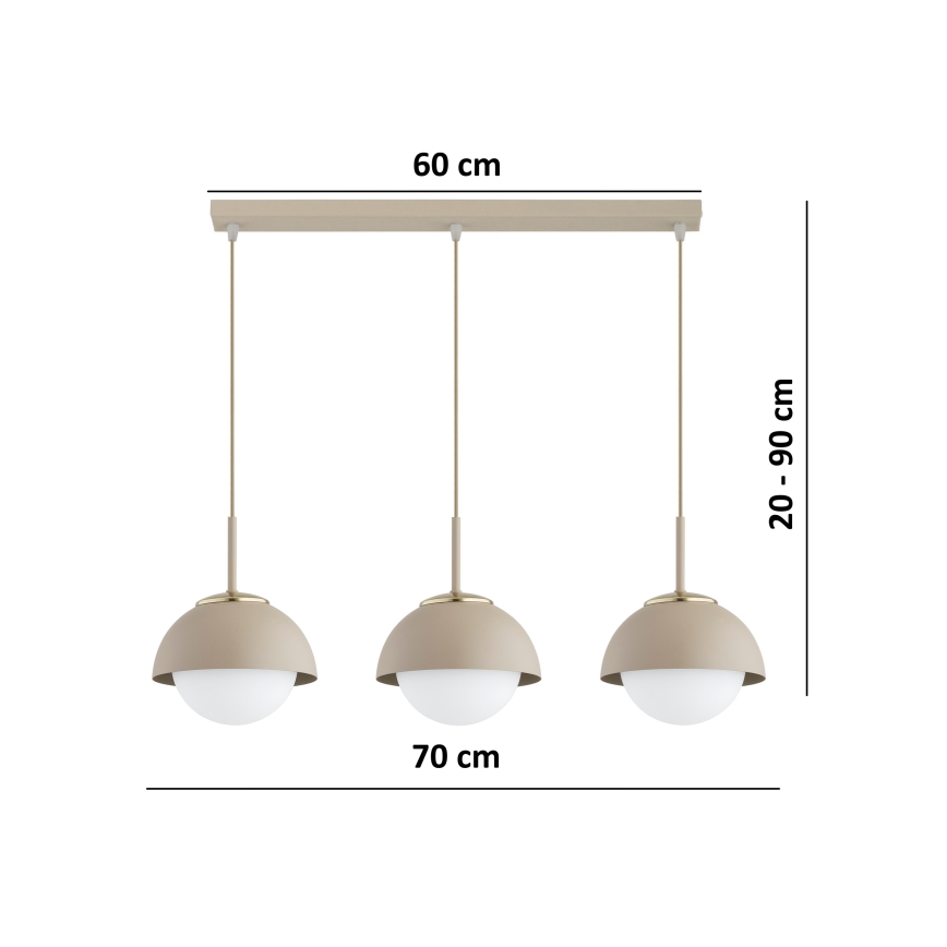 Brilagi - Suspension sur câble COSMO 3xE27/60W/230V beige/doré