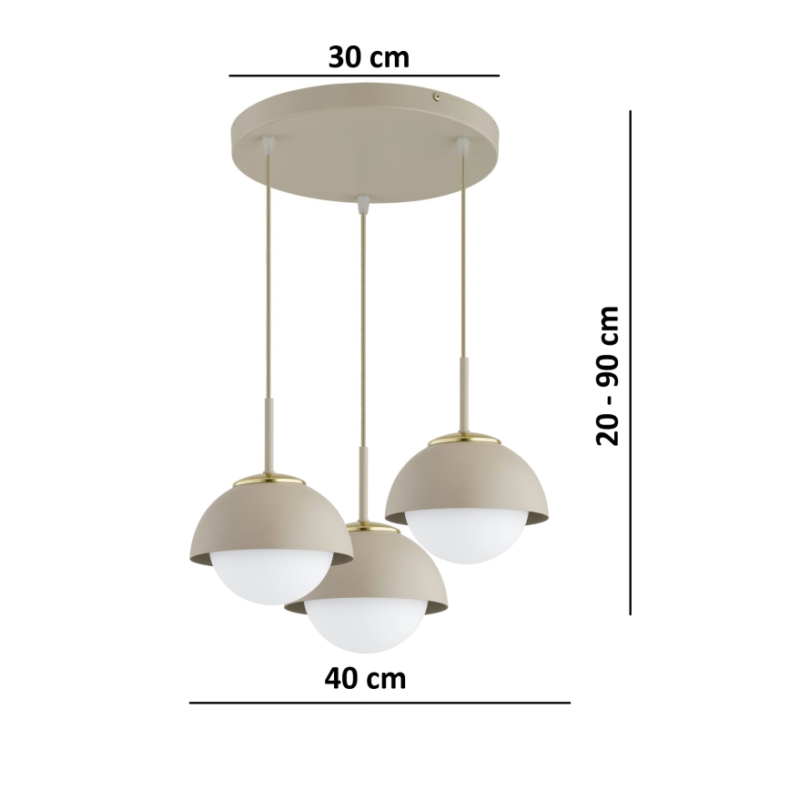 Brilagi - Suspension sur câble COSMO 3xE27/60W/230V beige/doré