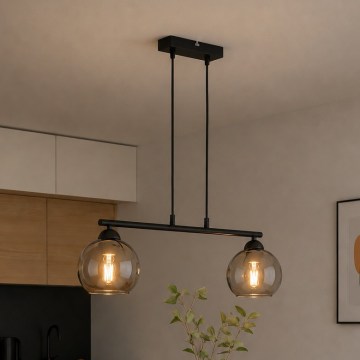 Brilagi - Suspension sur câble DIOR 2xE27/60W/230V noir/gris fumé