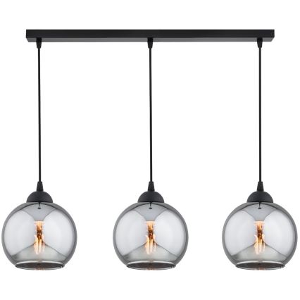 Brilagi - Suspension sur câble DIOR 3xE27/60W/230V noir/gris fumé