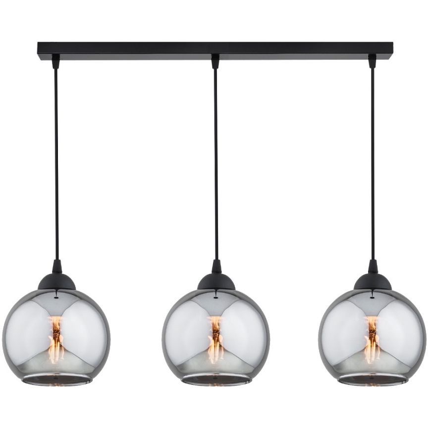 Brilagi - Suspension sur câble DIOR 3xE27/60W/230V noir/gris fumé