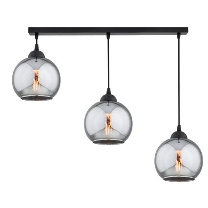 Brilagi - Suspension sur câble DIOR 3xE27/60W/230V noir/gris fumé