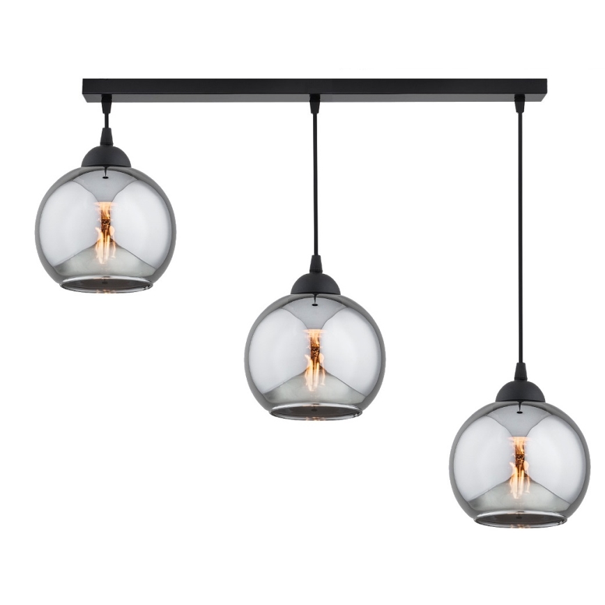 Brilagi - Suspension sur câble DIOR 3xE27/60W/230V noir/gris fumé