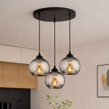Brilagi - Suspension sur câble DIOR 3xE27/60W/230V noir/gris fumé