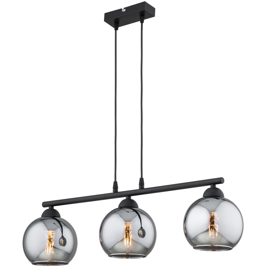 Brilagi - Suspension sur câble DIOR 3xE27/60W/230V noir/gris fumé