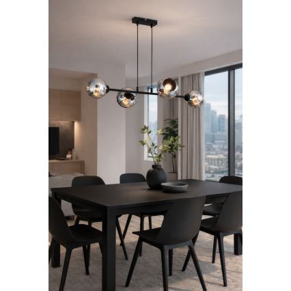 Brilagi - Suspension sur câble DIOR 4xE27/60W/230V noir/gris fumé