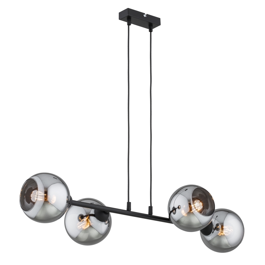 Brilagi - Suspension sur câble DIOR 4xE27/60W/230V noir/gris fumé