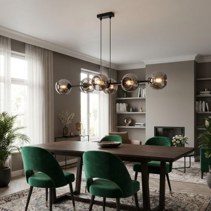 Brilagi - Suspension sur câble DIOR 6xE27/60W/230V noir/gris fumé