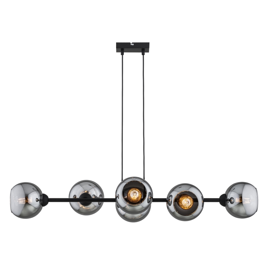Brilagi - Suspension sur câble DIOR 6xE27/60W/230V noir/gris fumé