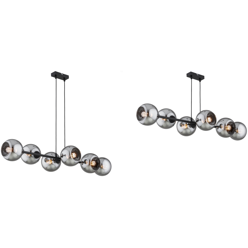 Brilagi - Suspension sur câble DIOR 6xE27/60W/230V noir/gris fumé