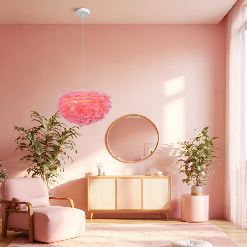 Brilagi - Suspension sur câble FEATHER, 3×E27 (max. 40 W), 230 V, Ø 50 cm, rose