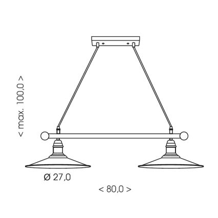 Brilagi - Suspension sur câble FORGE 2xE27/60W/230V noire
