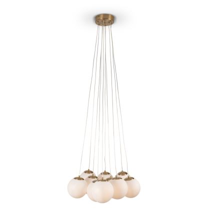 Brilagi - Suspension sur câble GLOBE 10xE14/15W/230V blanche