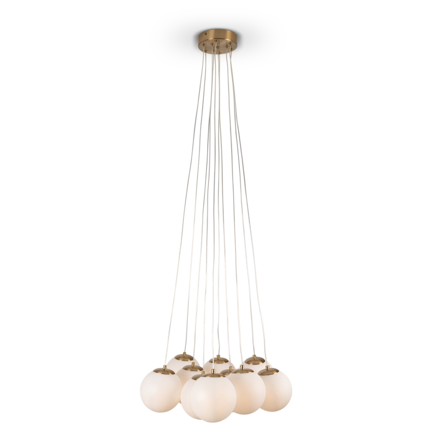 Brilagi - Suspension sur câble GLOBE 10xE14/15W/230V blanche
