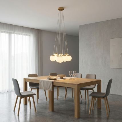 Brilagi - Suspension sur câble GLOBE 10xE14/15W/230V blanche