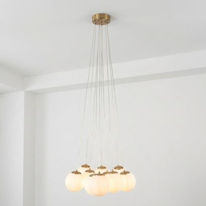Brilagi - Suspension sur câble GLOBE 10xE14/15W/230V blanche
