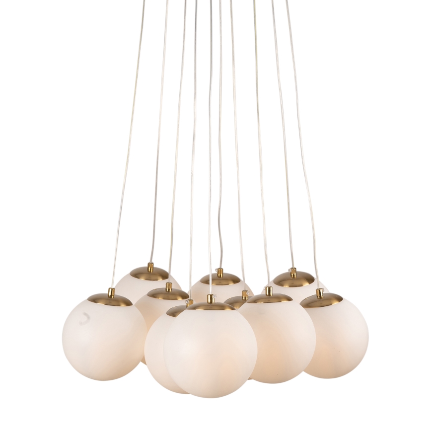 Brilagi - Suspension sur câble GLOBE 10xE14/15W/230V blanche