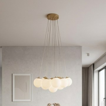 Brilagi - Suspension sur câble GLOBE 15xE14/15W/230V blanche