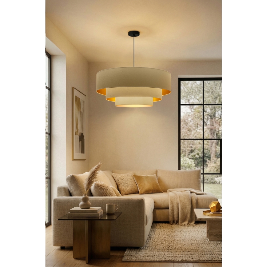 Brilagi - Suspension sur câble LUNETA 3xE27/60W/230V Ø 80 cm crème/doré