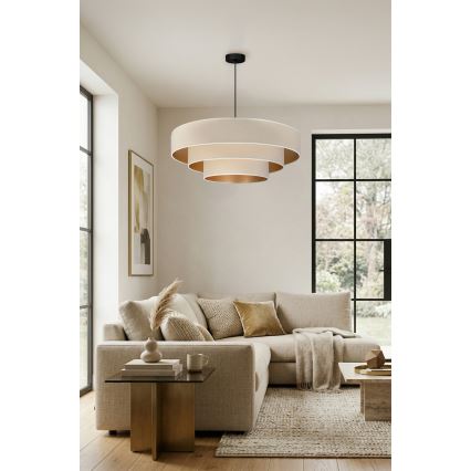 Brilagi - Suspension sur câble LUNETA 3xE27/60W/230V Ø 80 cm crème/doré