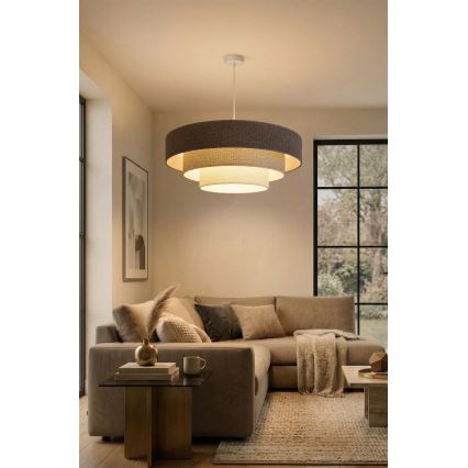Brilagi - Suspension sur câble LUNETA 3xE27/60W/230V Ø 80 cm gris/crème/blanc